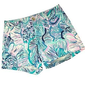 Lilly Pulitzer Callahan Stretch Short Bermuda Blue Fishful Thinking Print Size 2